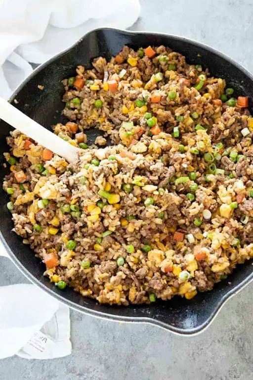 Simple Ground Beef Fried Rice