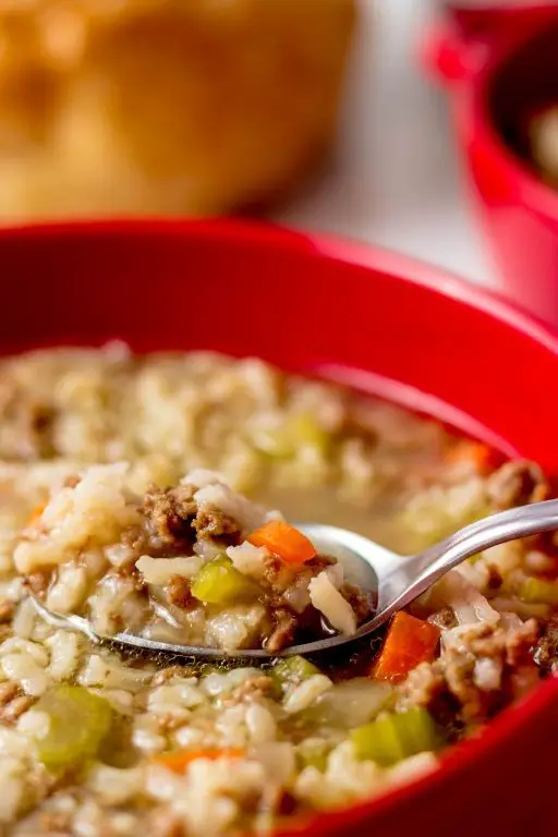 Simple Ground Beef and Rice Soup