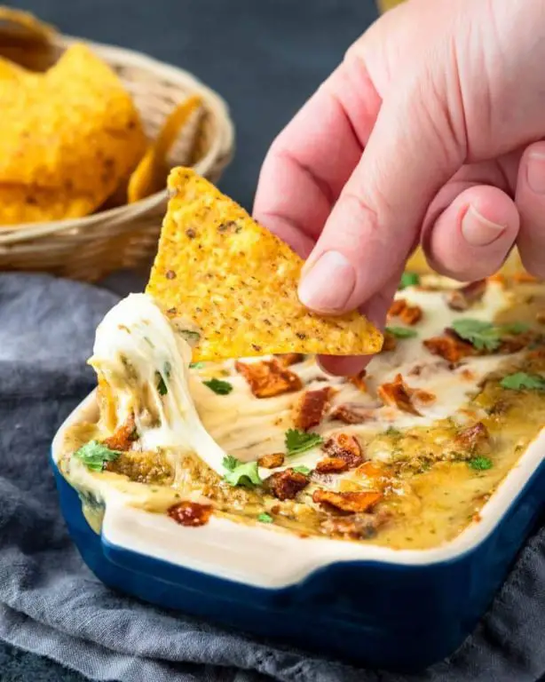 Smoked Queso Dip with Crispy Bacon and Green Chiles