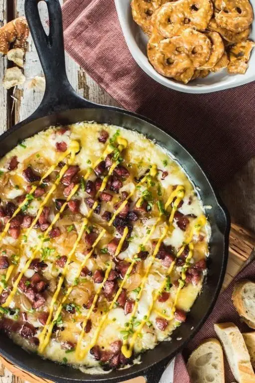 Smoked Queso Fundido with Caramelized Onions