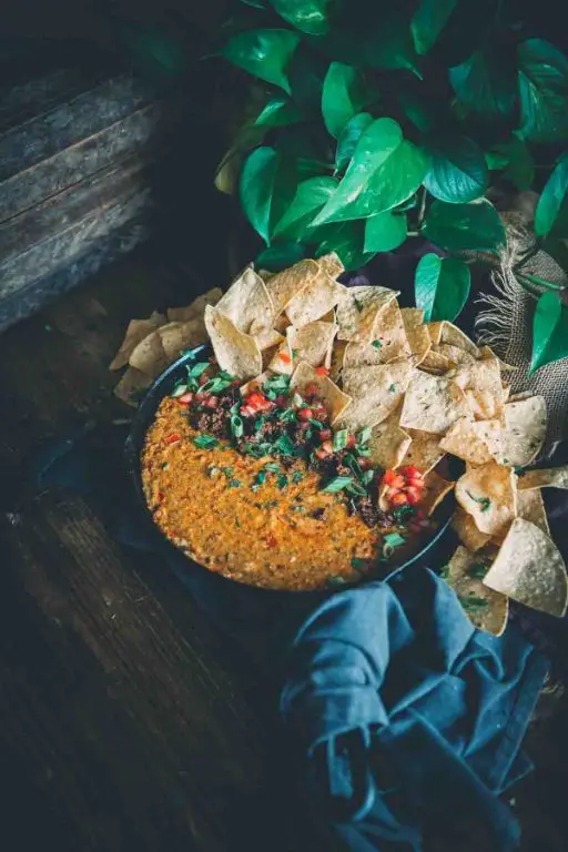 Smoked Queso with Crumbled Chorizo and Avocado