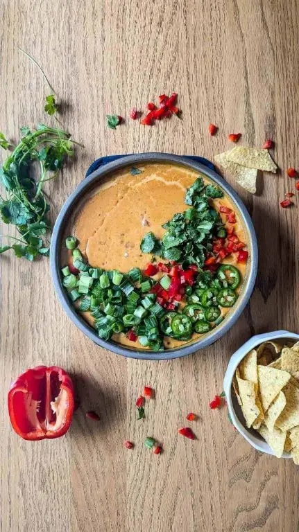 Smoked Queso with Roasted Red Peppers and Smoked Paprika