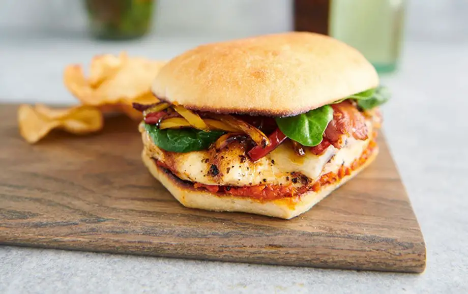 Spicy BBQ Chicken Sandwich with Grilled Onions