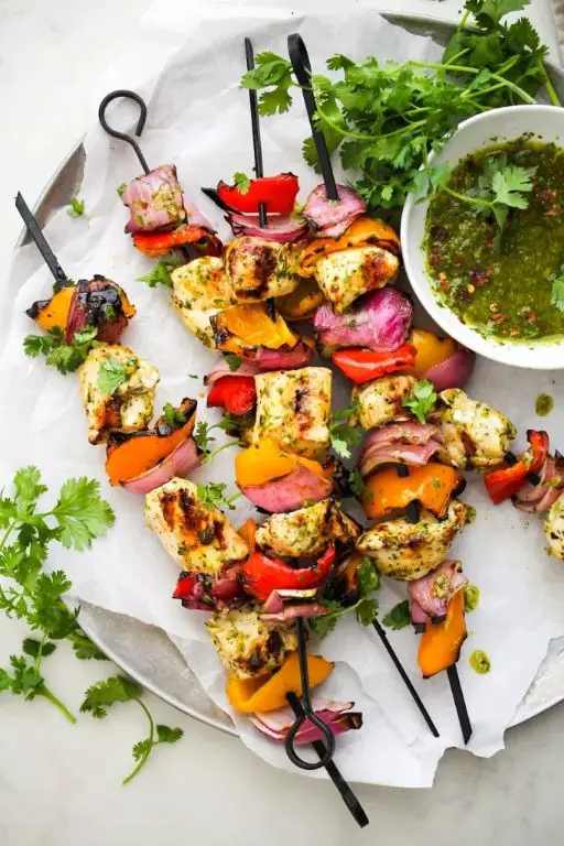 Spicy Chimichurri Chicken Skewers