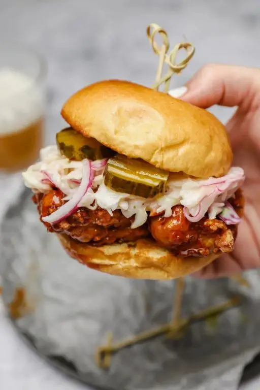 Spicy Nashville Hot Chicken Sandwich with Coleslaw
