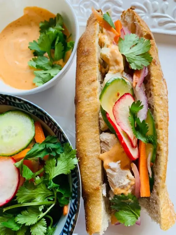 Spicy Sriracha Chicken Sandwich with Pickled Vegetables