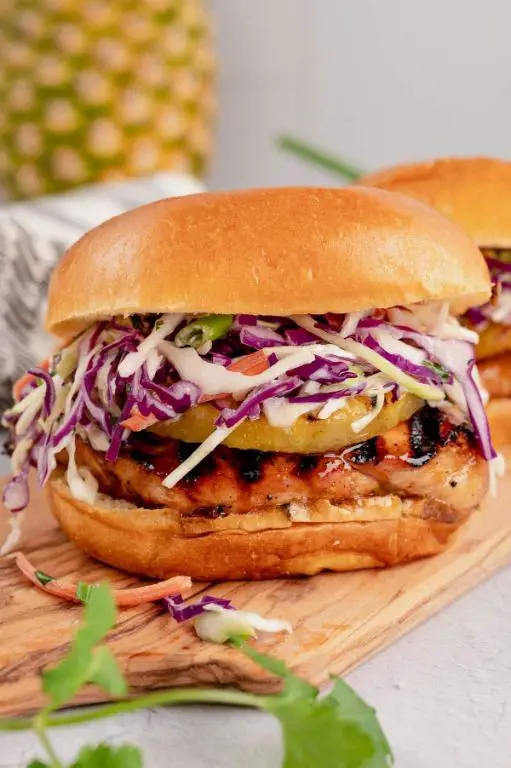 Spicy Teriyaki Chicken Sandwich with Pineapple Slaw