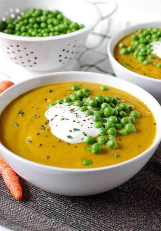Sweet Pea and Carrot Soup