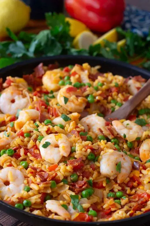 Sweet Pea and Shrimp Paella