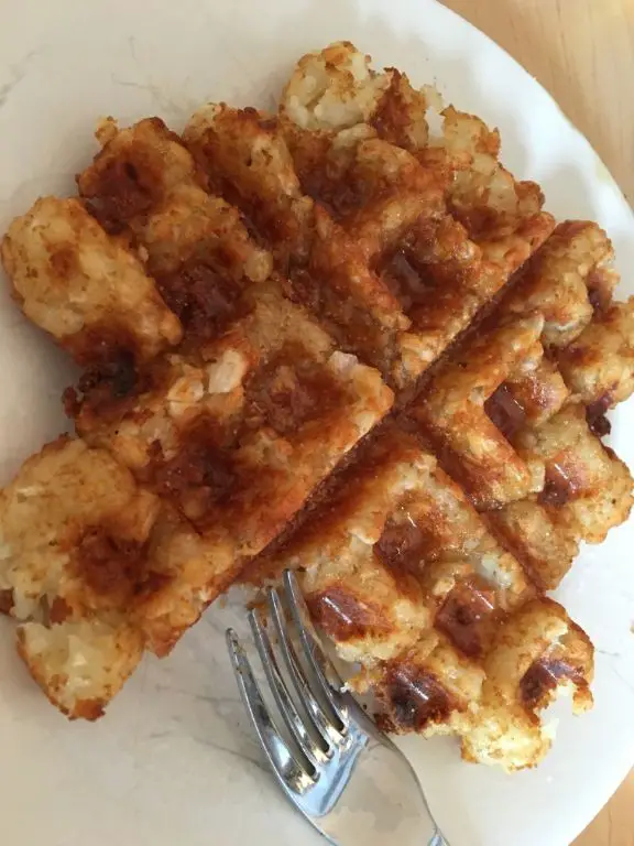 Tater Tot Waffles with Maple Syrup