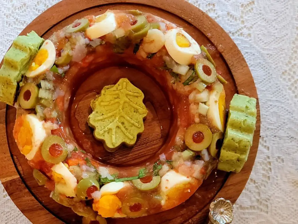 Tomato Aspic with Shrimp Garnish