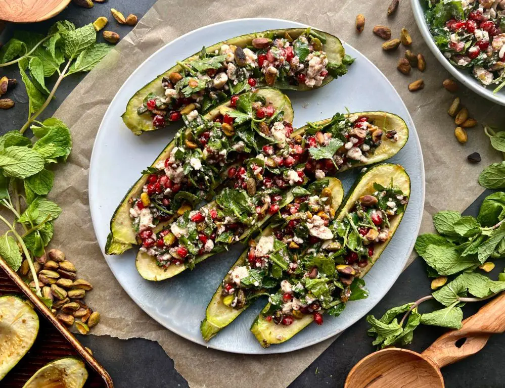 Zucchini and Pomegranate Salad with Feta