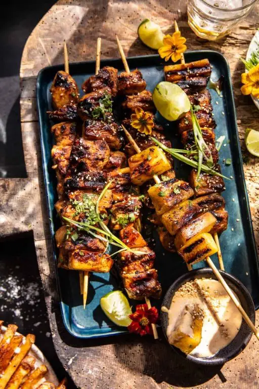 Adobo-Marinated Grilled Chicken Skewers