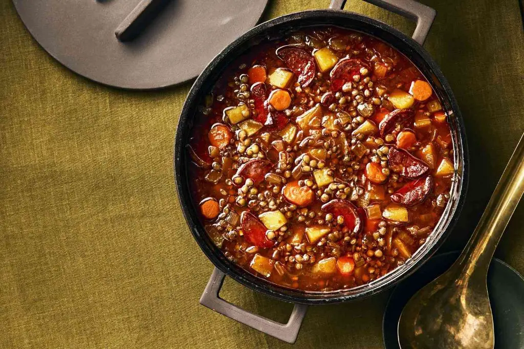 Adobo-Style Lentil Stew with Chorizo