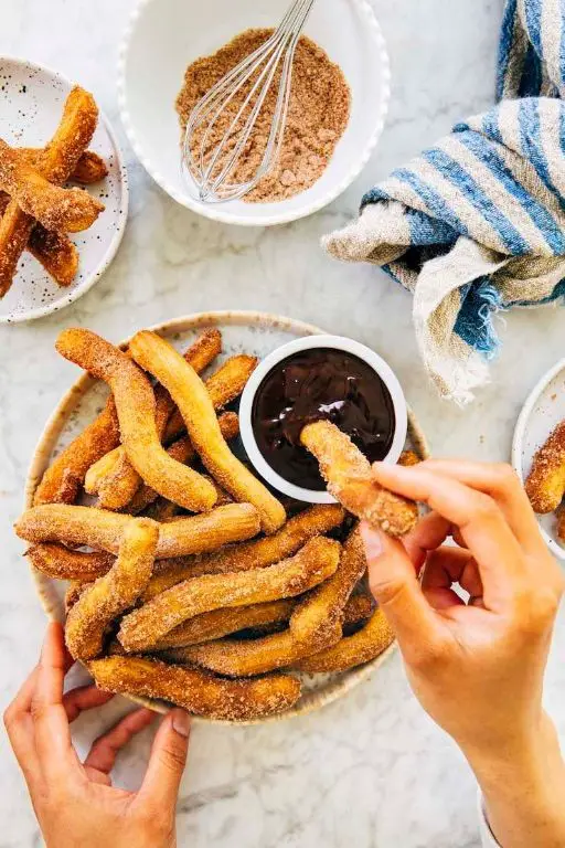 Air Fryer Churros with Chocolate Sauce
