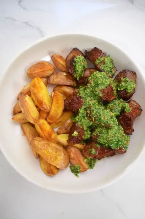 Air Fryer Steak Bites with Chimichurri Sauce
