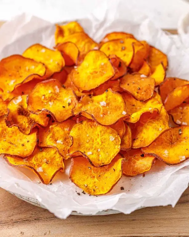 Air Fryer Sweet Potato Chips with Sea Salt
