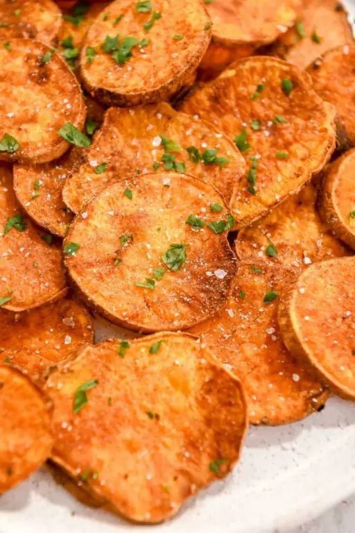 Air Fryer Sweet Potato Rounds with Garlic Butter