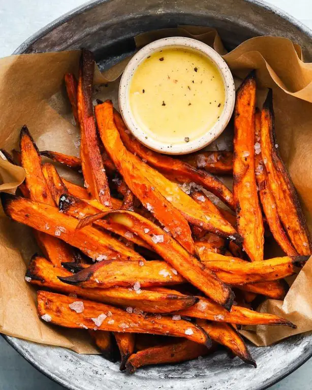 Air Fryer Sweet Potato Sticks with Honey Mustard
