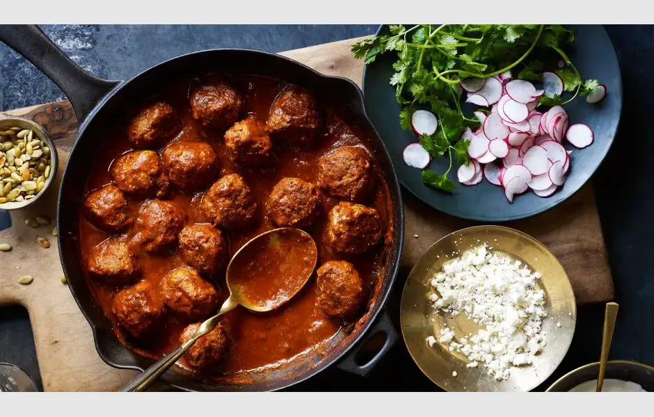 Albondigas Soup with Red Chile