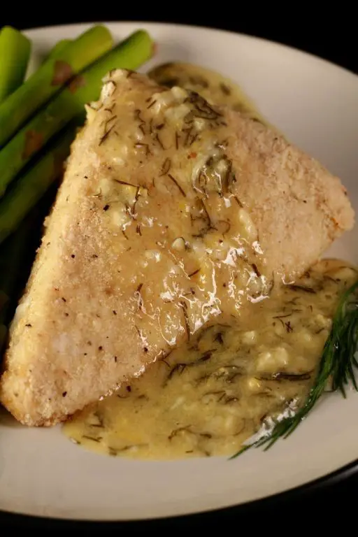 Almond Crusted Halibut with Dill Sauce