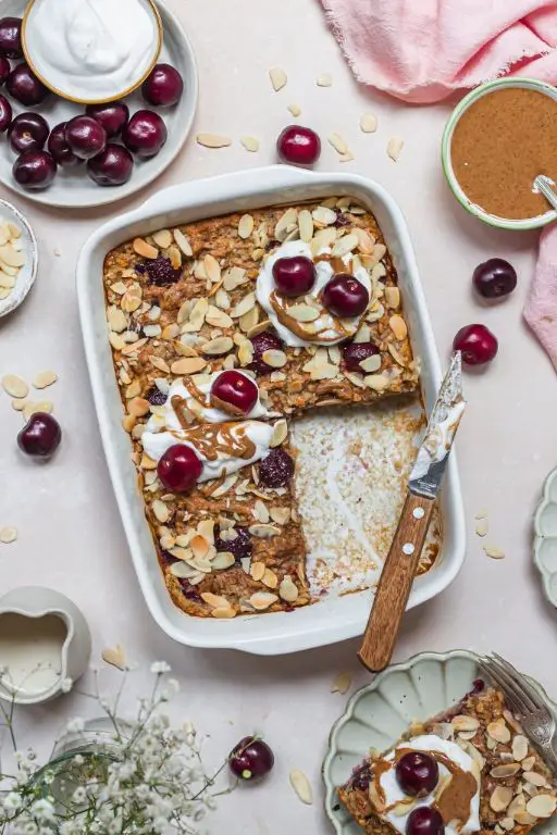 Almond and Cherry Oatmeal Bake