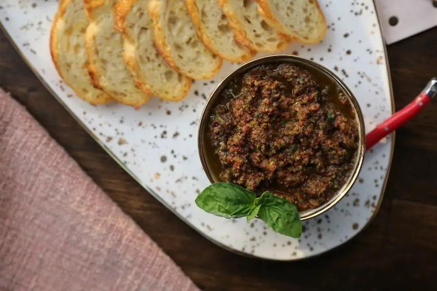 Anchovy and Olive Tapenade on Crostini