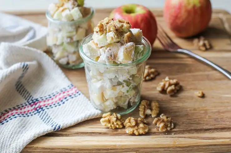 Apple Fluff Salad with Cinnamon and Walnuts