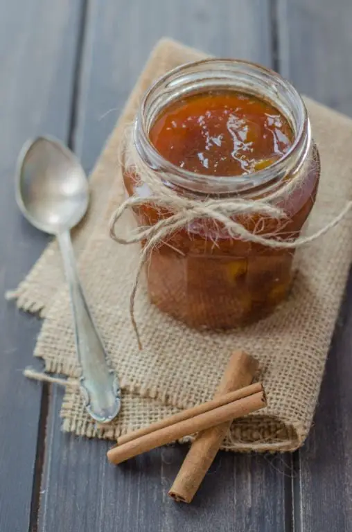 Apple and Peach Jam with Cinnamon Stick