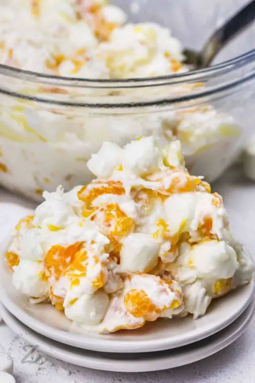 Apricot Coconut Fruit Salad with Cool Whip Garnish