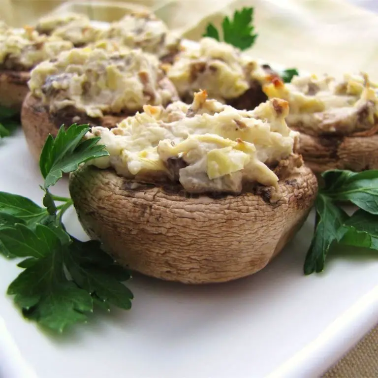 Artichoke Heart and Feta Stuffed Mushrooms