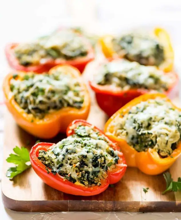 Artichoke Heart and Quinoa Stuffed Bell Peppers