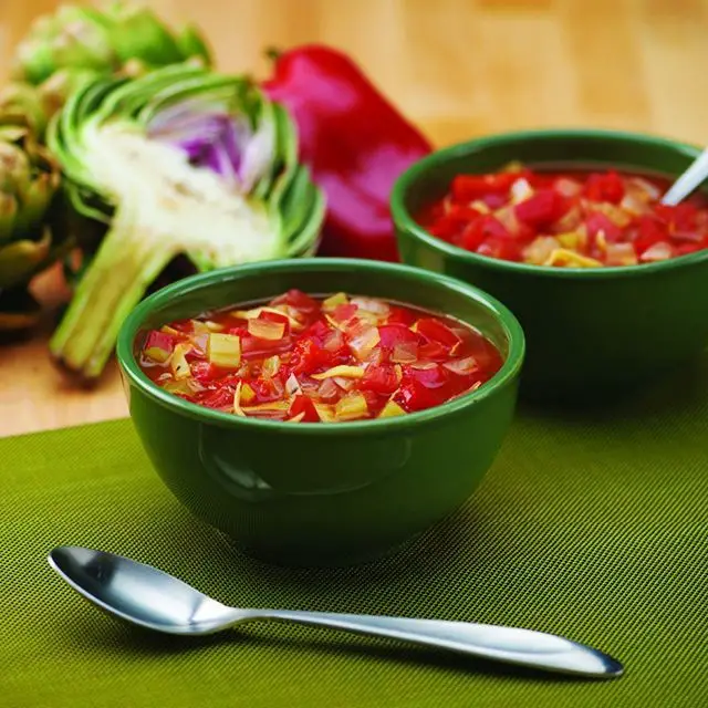 Artichoke and Roasted Red Pepper Soup