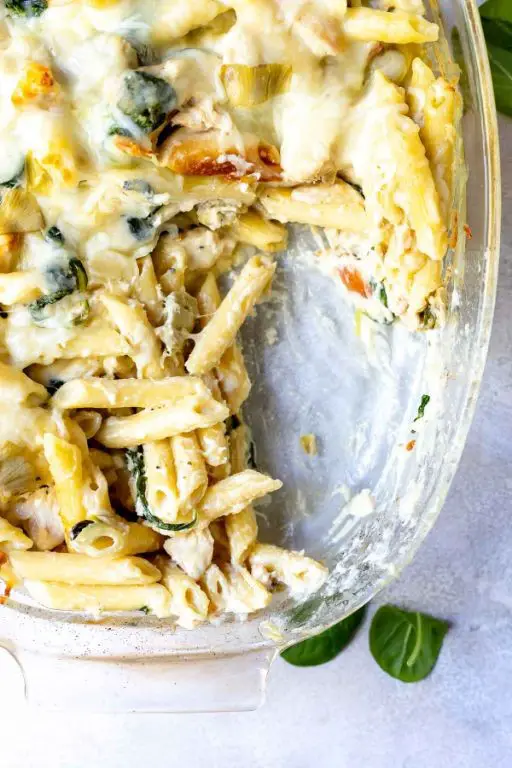 Artichoke and Spinach Ragu Alfredo Ziti