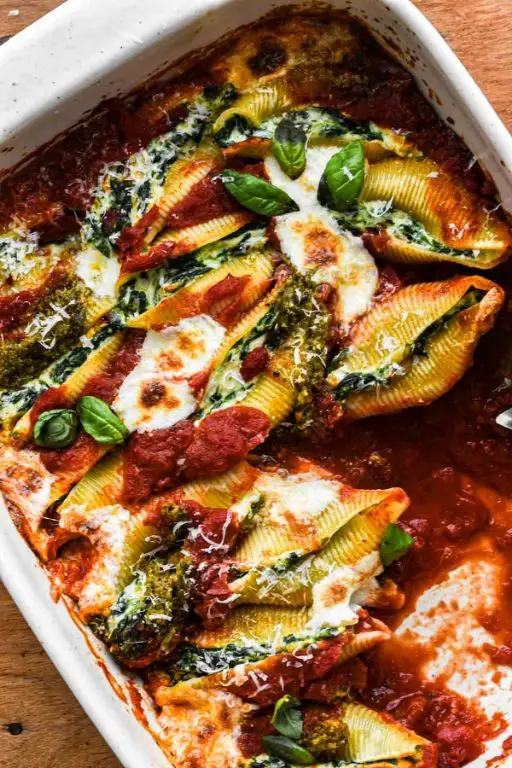 Asiago Cheese and Pesto Stuffed Shells