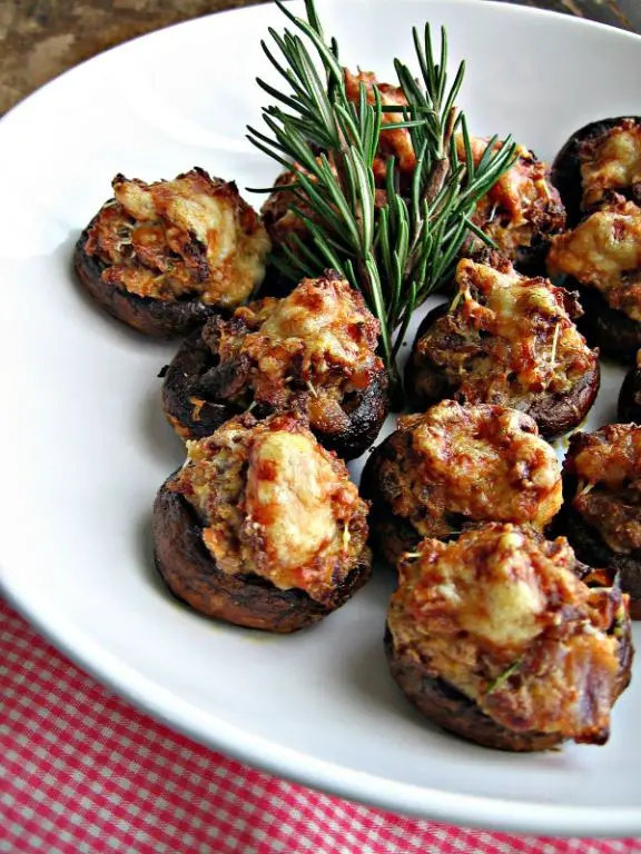 Asiago Cheese and Sausage Stuffed Mushrooms