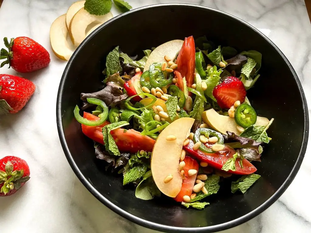 Asian-Inspired Pear Salad with Sesame Ginger Dressing