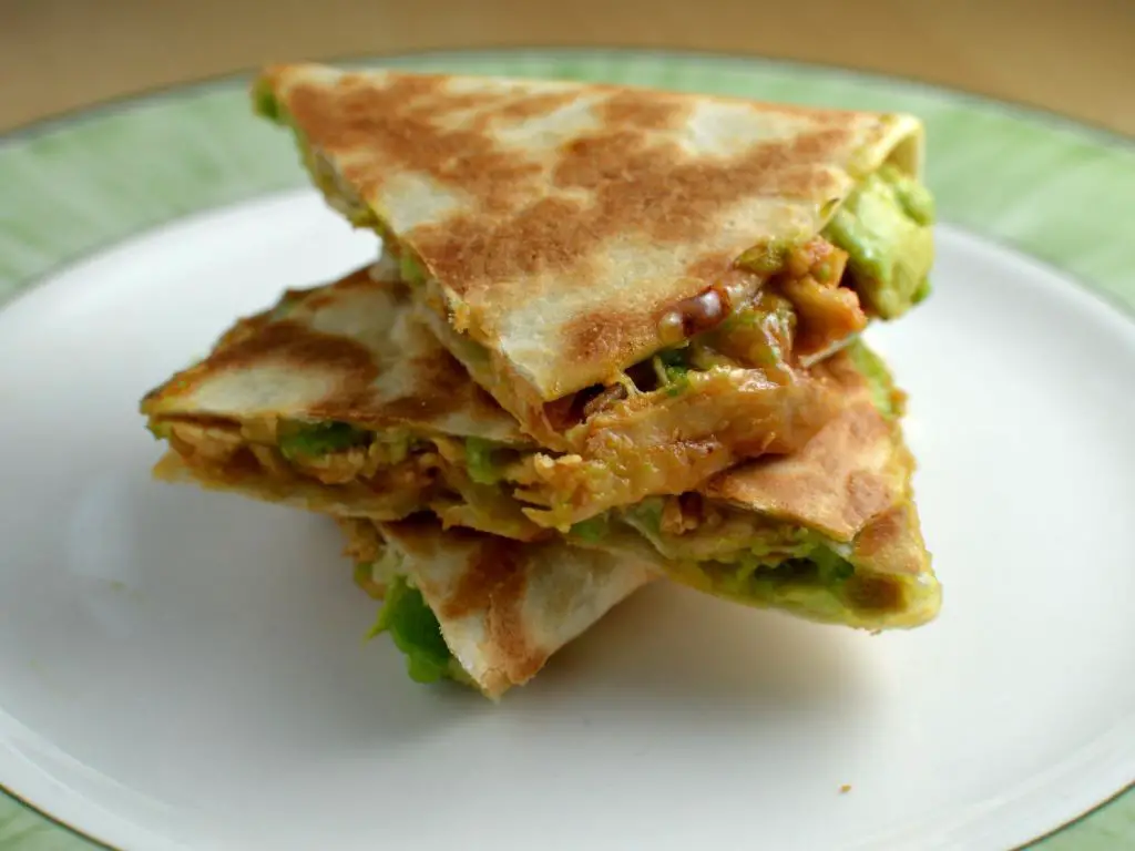 Avocado Shredded Chicken Quesadillas