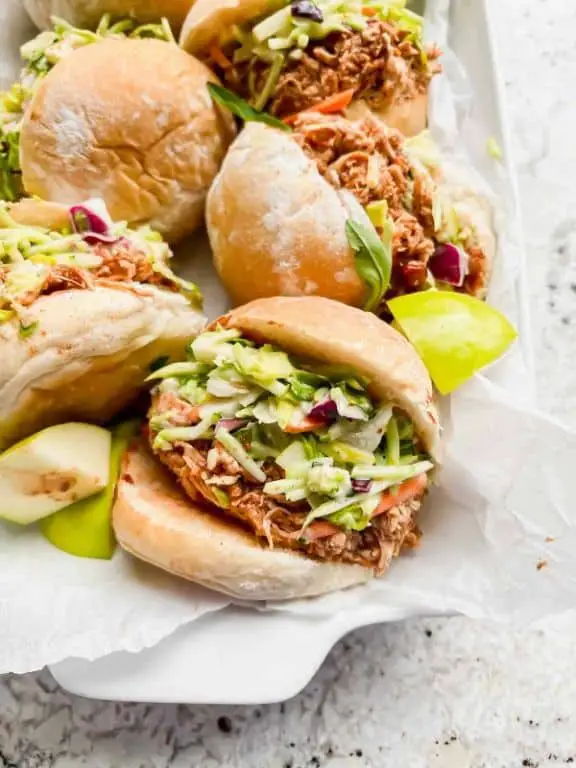 BBQ Chicken Sliders with Coleslaw