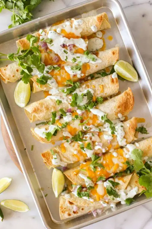 BBQ Chicken Taquitos with Cilantro Lime Sauce