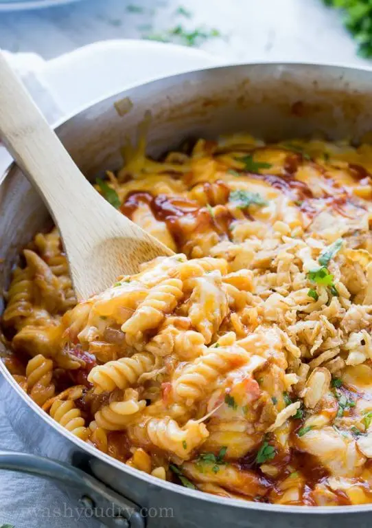 BBQ Chicken and Penne Pasta Skillet