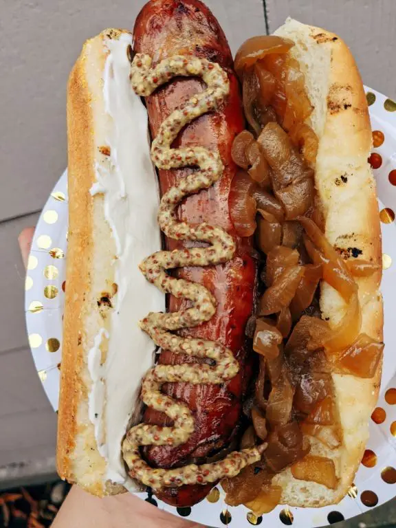 BBQ Crockpot Hot Dogs with Caramelized Onions