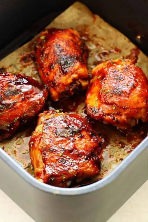 BBQ Glazed Air Fryer Chicken Thighs
