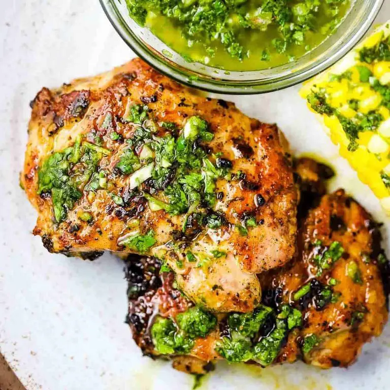 BBQ Grilled Chicken Thighs with Chimichurri