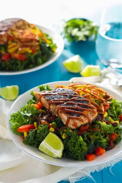 BBQ Salmon and Kale Salad