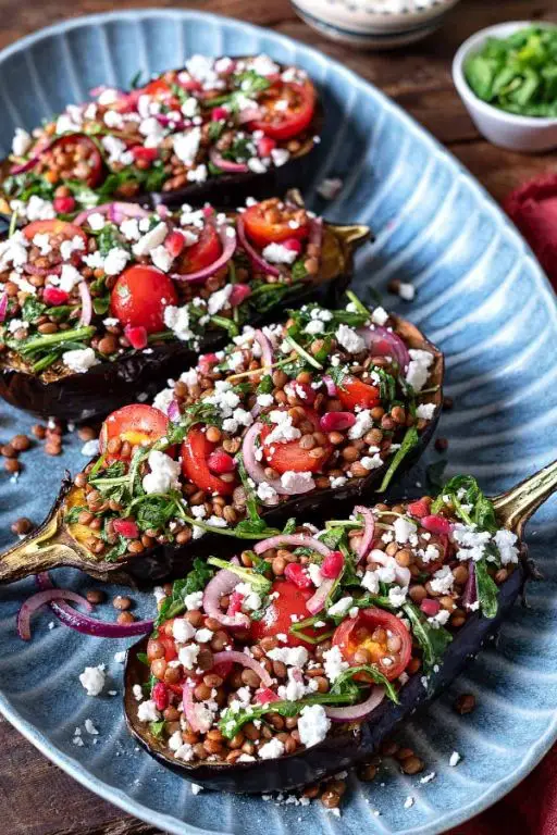Baby Eggplant and Lentil Salad