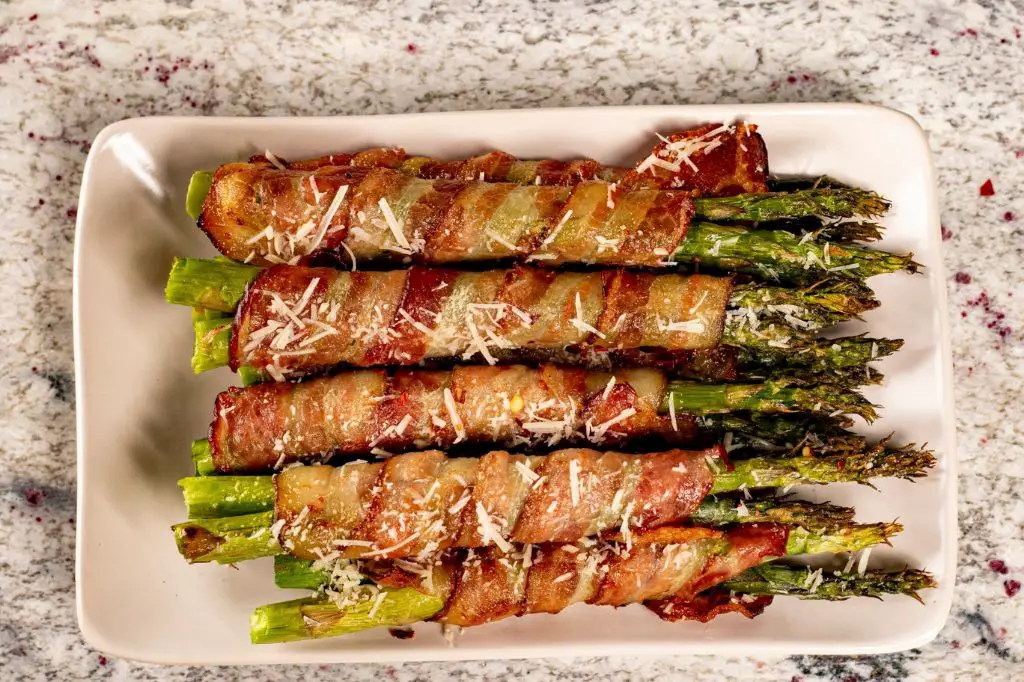 Bacon Wrapped Asparagus with Garlic Butter