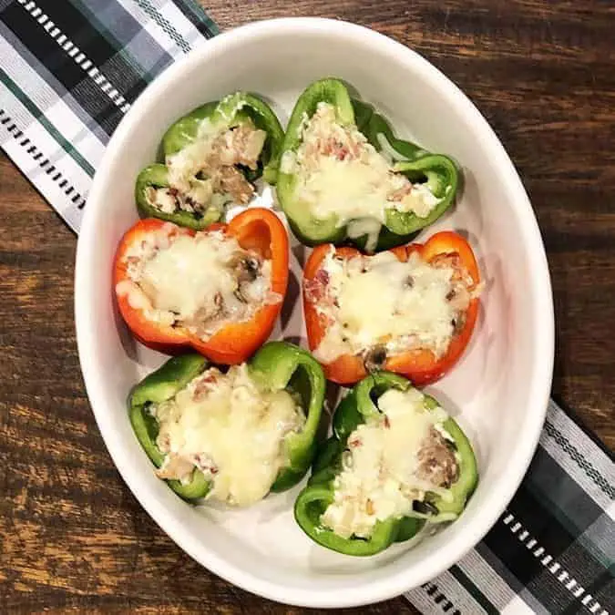 Bacon and Cabbage Stuffed Bell Peppers