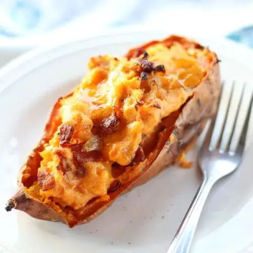Bacon and Cheddar Stuffed Sweet Potatoes
