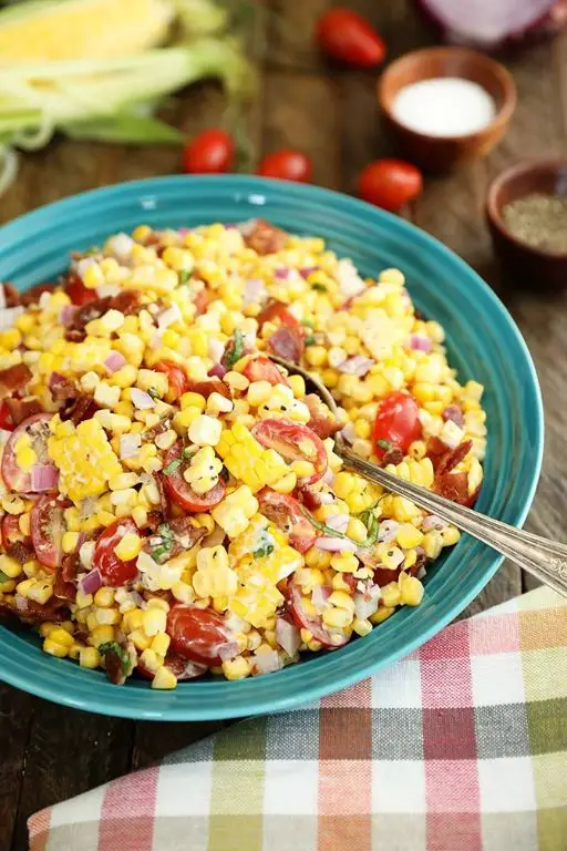 Bacon and Corn Salad with Ranch Dressing